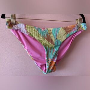 NWOT TiniBikini Pastel Floral Bikini Bottom on one side & pink on the other side